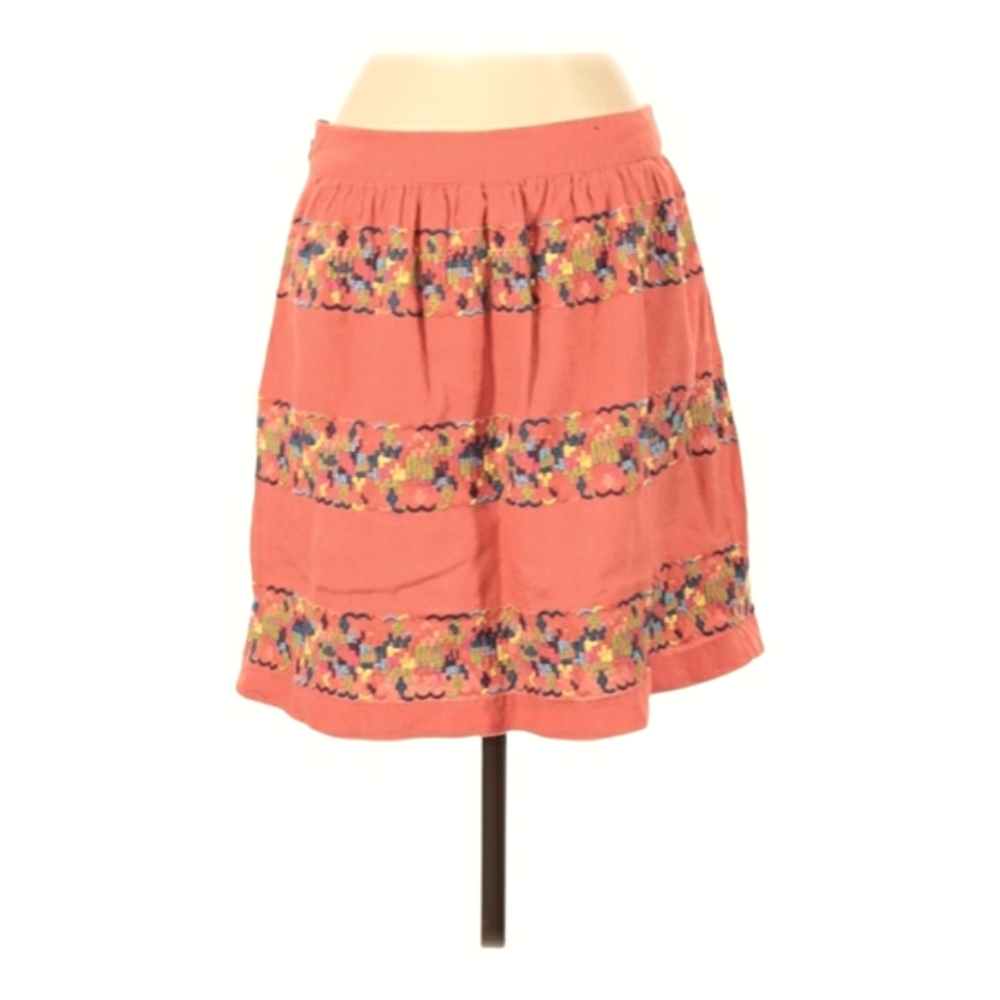 Tommy Hilfiger Skirt Size 4 Linen Blend Embroidered Detail Spring Summer Boho